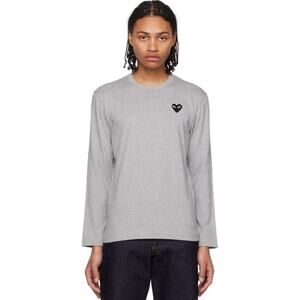 PLAY Comme des Garcons Women's size Medium Gray Crewneck Long Sleeve Shirt